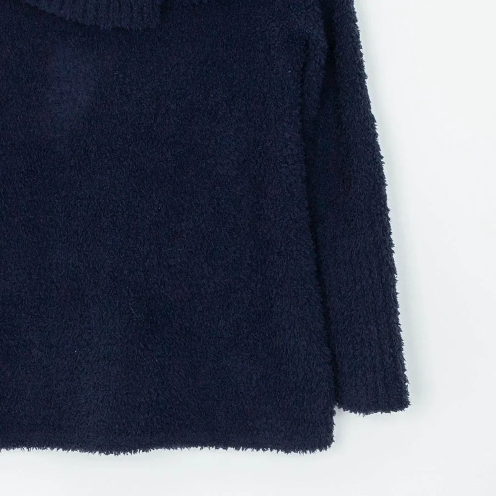 Pure Jill Navy Blue‎ Soft Cozy Cowl Neck Pullover Sweater S Petite Fuzzy Winter